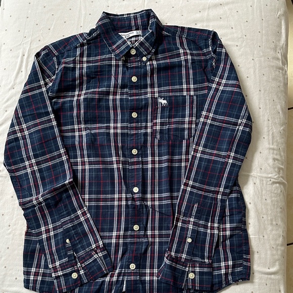 abercrombie kids Other - Abercrombie Kids Navy and Red Plaid Button Down Shirt